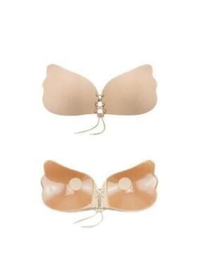 Women's Self-Adhesive Invisible Bra White/Beige Strapless Backless Push Up Bra B